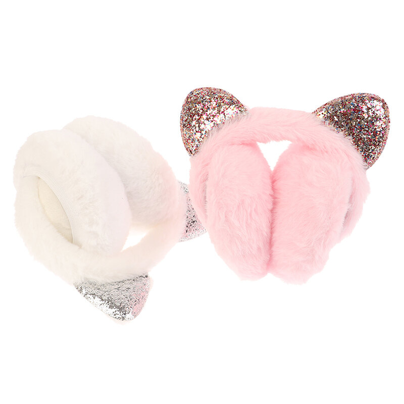 Nowe piękne zimowe ciepłe podgrzewacze ucho kota pluszowe nauszniki dla kobiet figlarne dziewczyny nauszniki ochrona przed zimnem