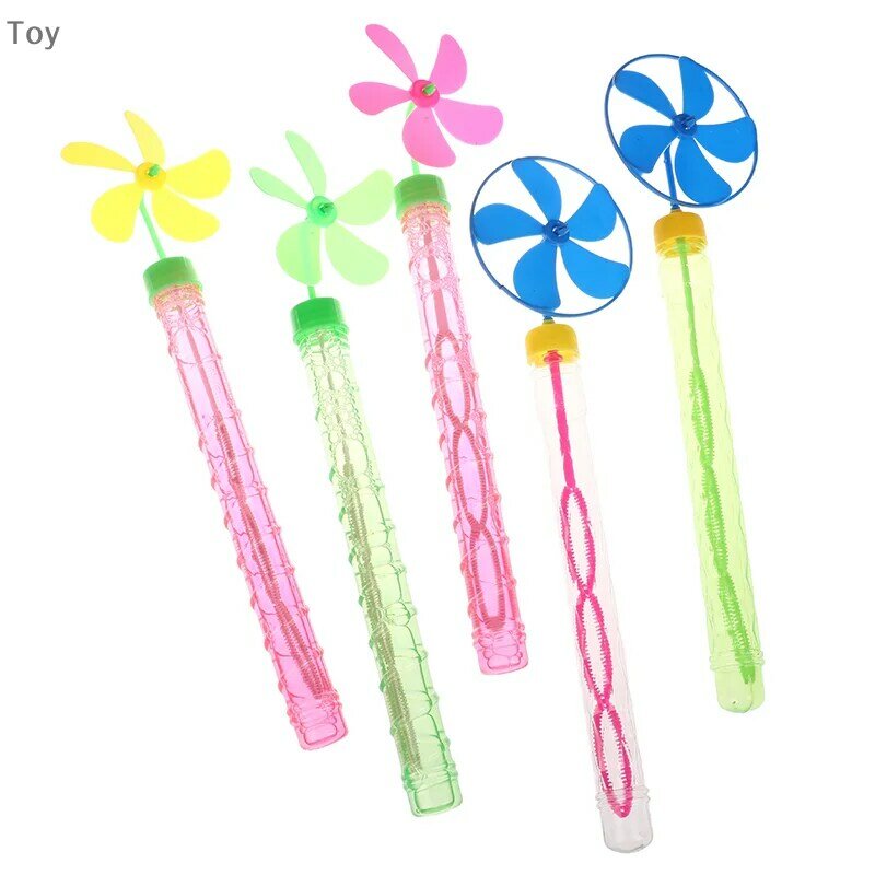 Neue Sommer beliebte fünf blättrige Windmühle mehrfarbige Blase Stick Strand Farbe Seife Blase Spray Blase Stick für Kinder Spielzeug