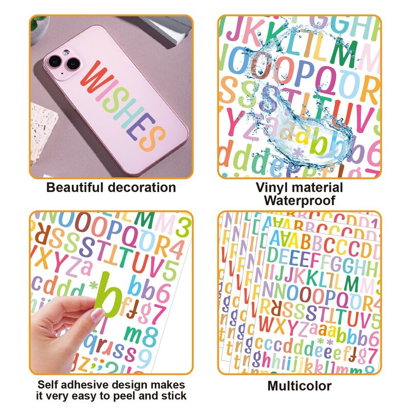다채로운 문자 스티커, 자체 접착 비닐 알파벳 번호 스티커, 우편함, 사인 도어, 비즈니스, 주소 번호, 카드, 컵용