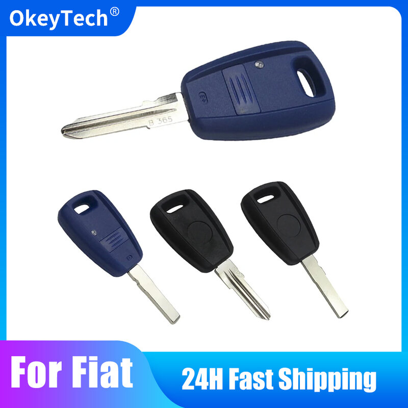 OkeyTech-carcasa para llave transpondedor de coche, carcasa azul/negra para Fiat Punto Doblo Bravo Seicento Stilo sin cortar, hoja SIP22/GT15R