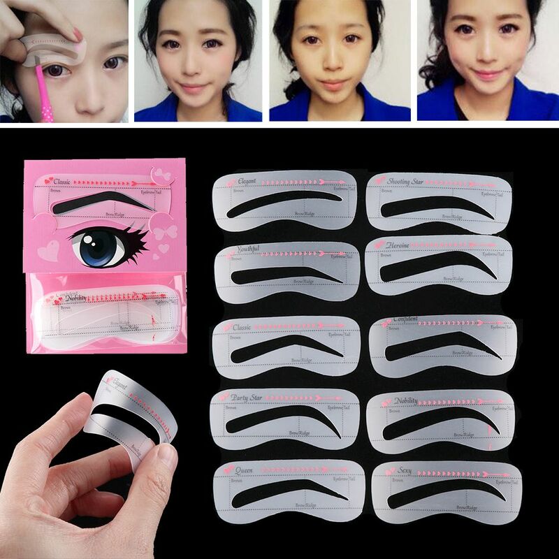 10PCS Women sopracciglio Card riutilizzabile ad alta durata Grooming Shaper Template strumenti per il trucco degli occhi adesivi moda vendita calda