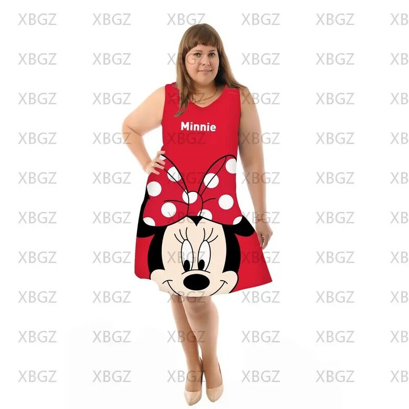 Abiti estivi taglie forti abiti eleganti allentati per donna Boho Minnie Mouse donna 2022 Disney Chic Dress Beach Cartoon senza maniche