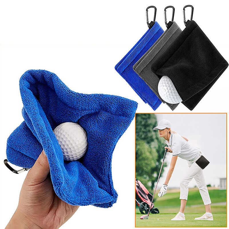Serviette de livres de balle de golf en microcarence carrée avec crochet mousqueton, absorption d'eau, nettoyage de club de golf pour la tête, essuyer le gril