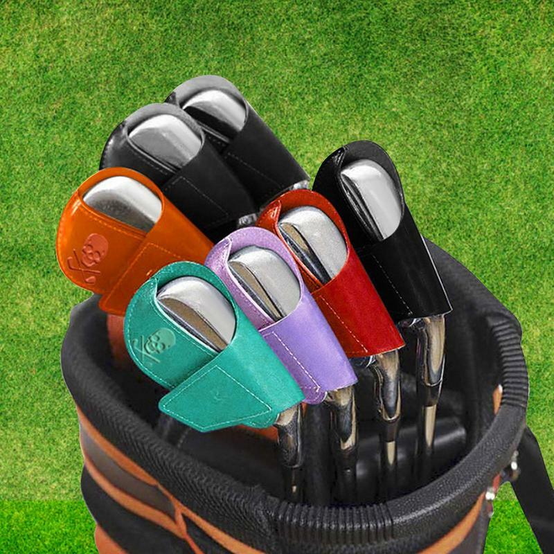 10PCS Skull Golf Iron Covers Waterproof Golf Putter Headcover PU Leather Golf Club Head Protective Case Iron Head Protection