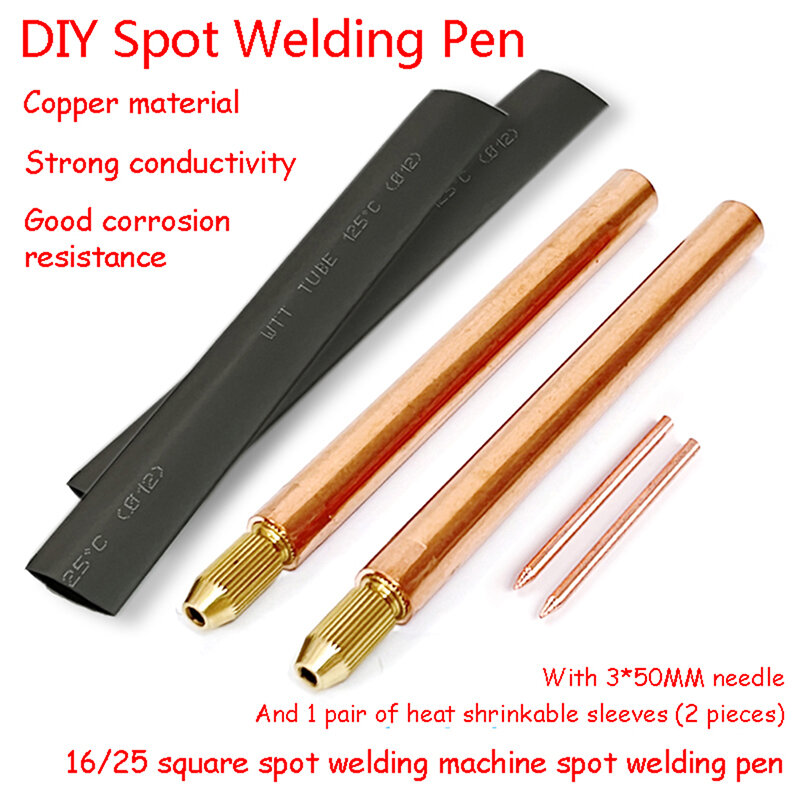 25 penna per saldatura a punti a batteria quadrata cintura in rame integrata portatile 3mm Core fai da te Point Touch Pen accessori per saldatura a punti