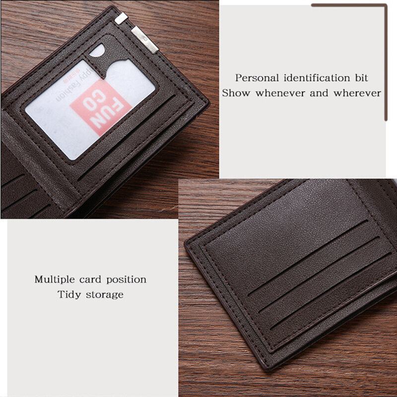 New Crocodile Texture PU Leather Men's Wallet Short Cash Purse Credit Card Holder Coin Pocket Simple Quality Male Wallets