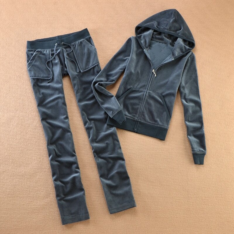 Бархатный спортивный костюм для женщин, весна-осень 2024, женский пиджак и брюки, комплект из двух предметов