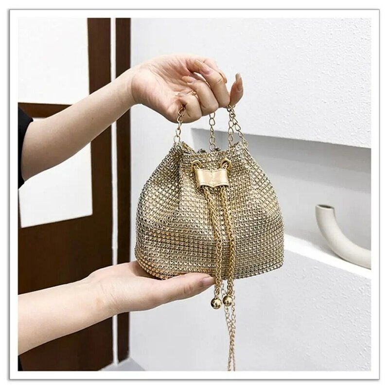 Borse a tracolla con paillettes borse a tracolla a secchiello con catena Mini borsa portatile semplice da donna