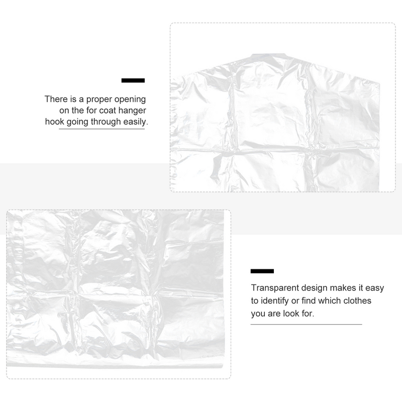 Transparente Moth Proof Garment Cover, Protector para Closet, Roupas, Suit Saco De Armazenamento, Viagem, 60x90cm, 50Pcs