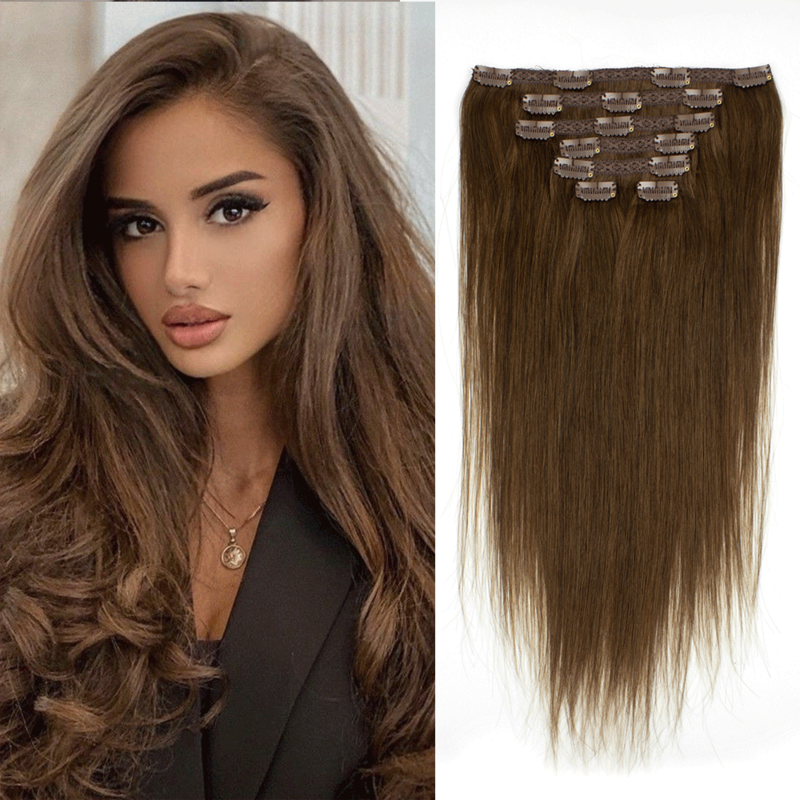 Clip In Human Hair Extensions Natural Brazilian Remy Full Head Hair Extension 14-28 Inch Clip-in Hair Extensions for Women