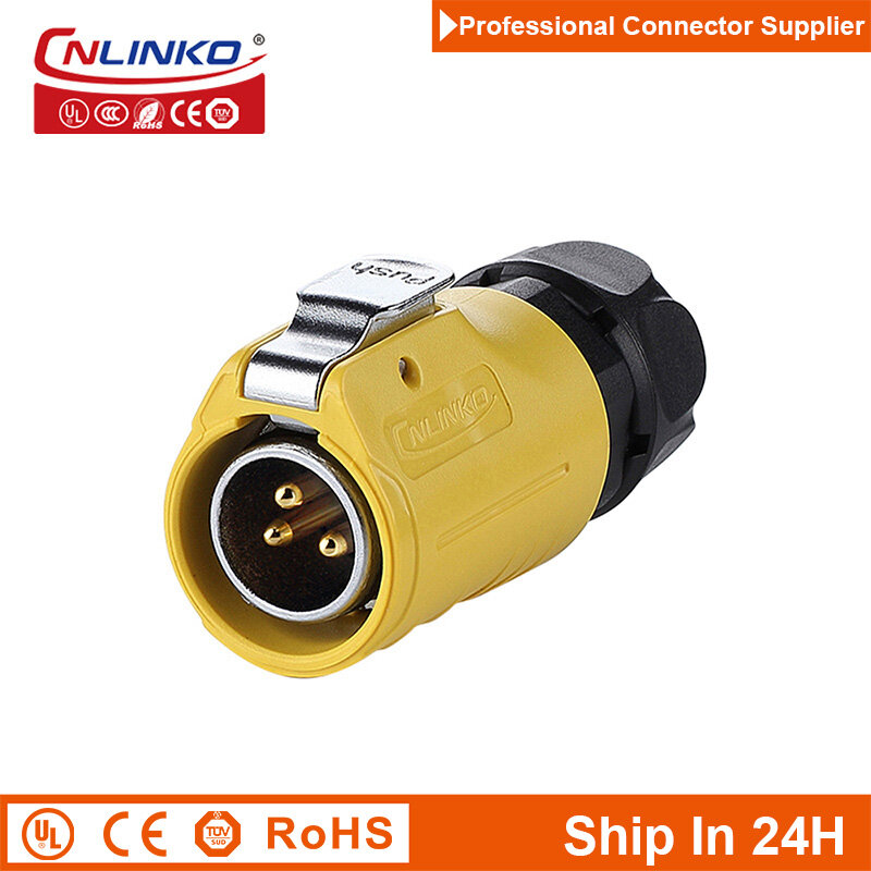 Cnlinko-Conector de línea de alimentación para cámara de seguridad Visual LED, Conector de conexión de cable de acoplamiento de aviación, 3 pines, M20, resistente al agua, LP20
