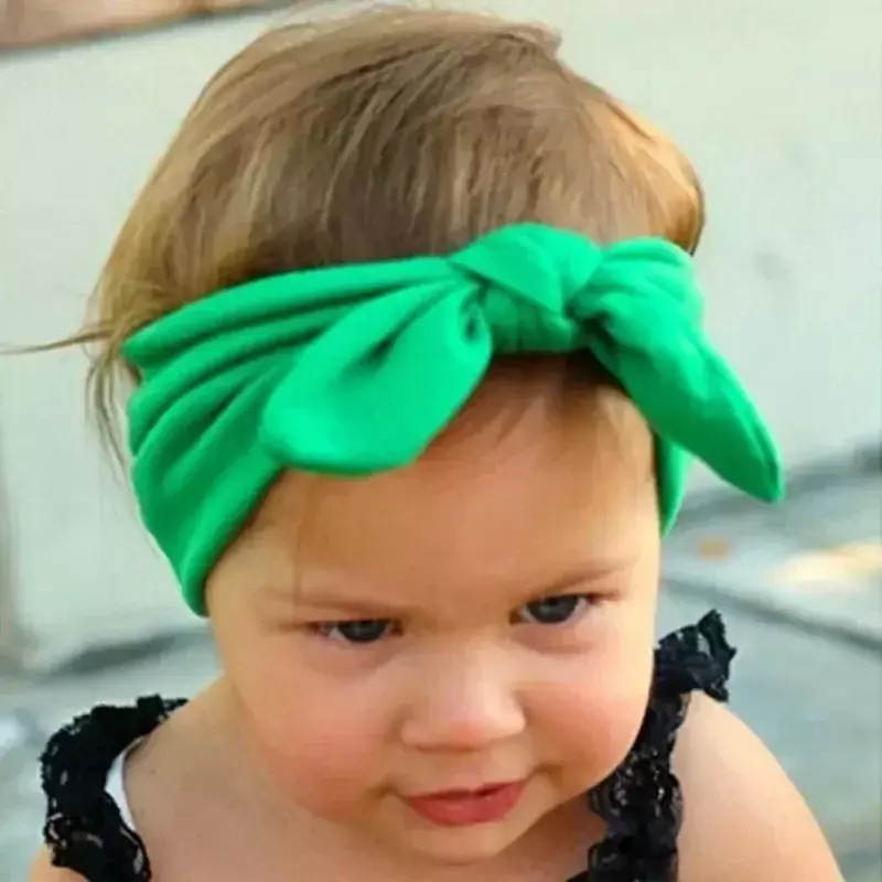 1PC Solid Baby Nylon fascia morbida coniglio Bowknot turbante fasce per capelli per bambini ragazze elastico copricapo accessori per capelli infantili