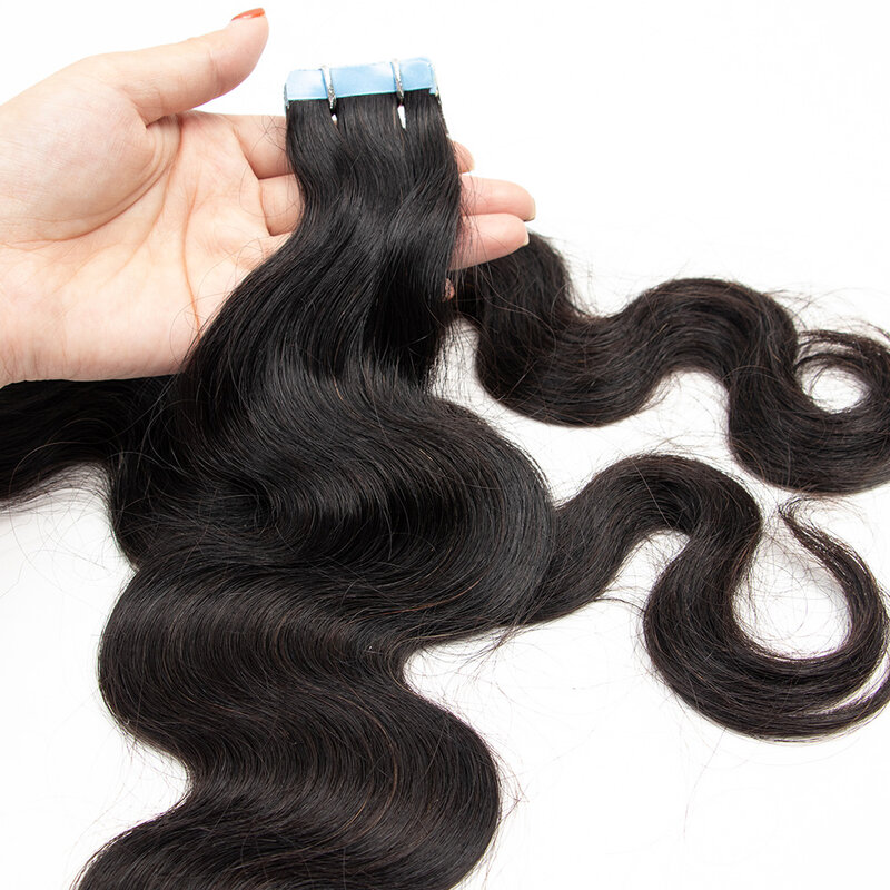 20pcs/pack Natural Body Wave Tape in Human Hair Extensions 12-26 inch Tape In Human Hair real human hairBrazilian Hair Extension