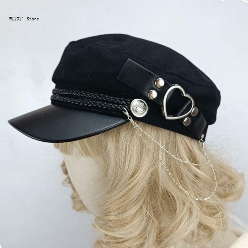 Legal menina chapéu feltro y2k boina chapéu pilling resistente punk senhora outono chapéu feminino headwear boné octogonal