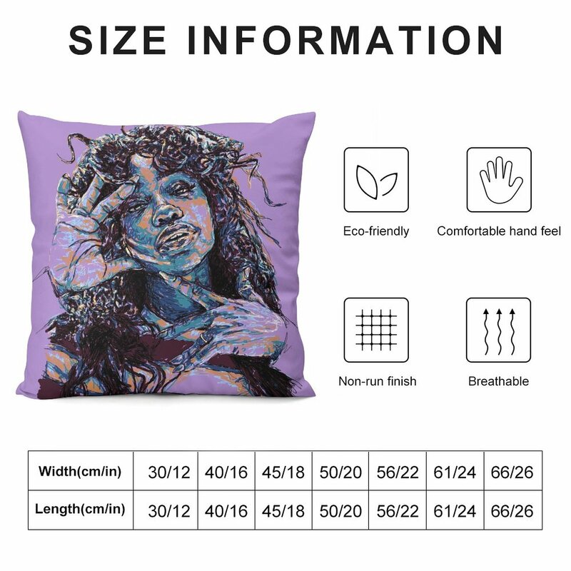 SZA 초상화 던지기 베개, 미적 애니메이션 베개
