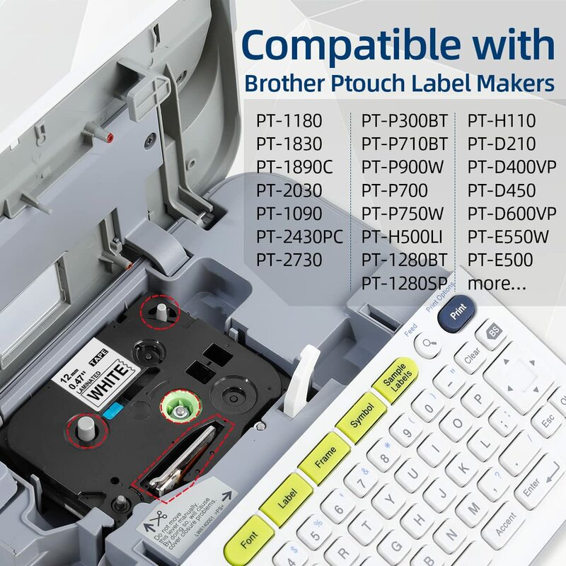Labelife เทปฉลากหลากสี231 221 121 Tze ใช้ได้กับเครื่องทำฉลาก P-touch PTH110ริบบิ้นเคลือบกันน้ำมัน