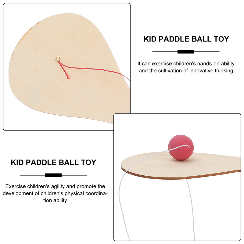 Raqueta de madera blanca de 6 piezas para niños, pelota de paleta, material didáctico, grafiti, juguete para pintar