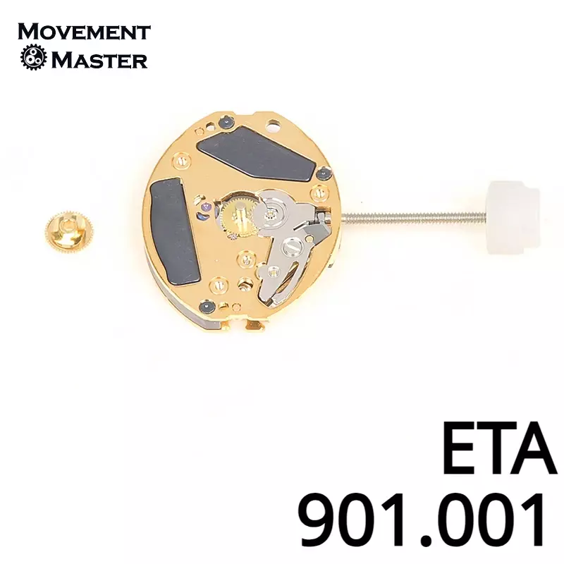 Новый оригинальный Швейцарский механизм для часов ETA901.001, золотистый кварцевый механизм, запчасти для ремонта и замены