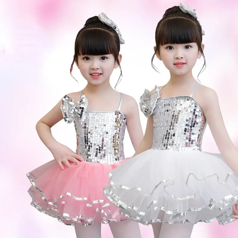Сценическая одежда для современных танцев, юбка принцессы с блестками, пышная юбка для девочек и дошкольников, милый костюм для танцев и представлений