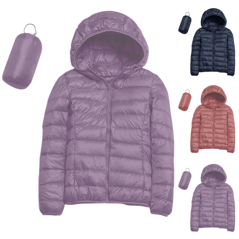 女性のためのフード付き軽量ジャケット,防風コート,リサイクルされた断熱材,ショートダウンコート,暖かい