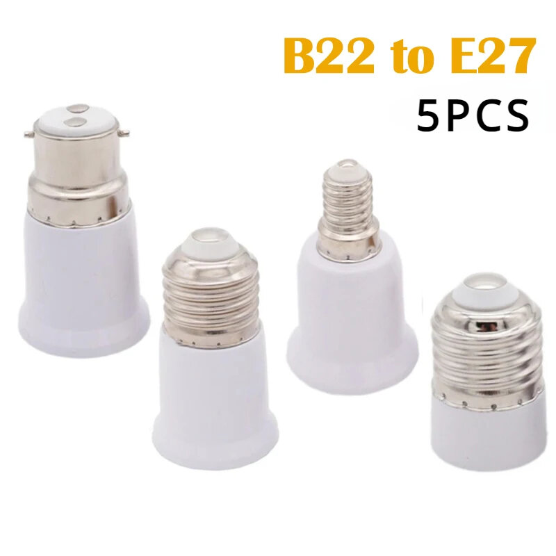 変換ランプホルダーアダプター、高品質の素材ソケット、電球アダプター、e27からe14、5個
