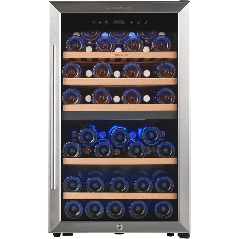 ตู้เย็นถังแช่ไวน์52ขวด (บอร์โดซ์750มล.) ตู้เย็นไวน์สองโซนอิสระห้องเก็บไวน์พร้อมคอมเพรสเซอร์อัพเกรด