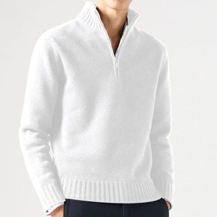 Мужской кашемировый базовый свитер на молнии, зимний мужской флисовый плотный свитер, водолазка на полумолнии, теплый пуловер, качественный Мужской приталенный