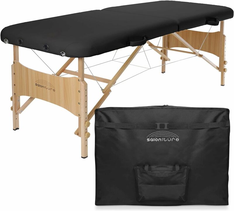 Saloniture 기본 휴대용 접이식 마사지 테이블, 블랙