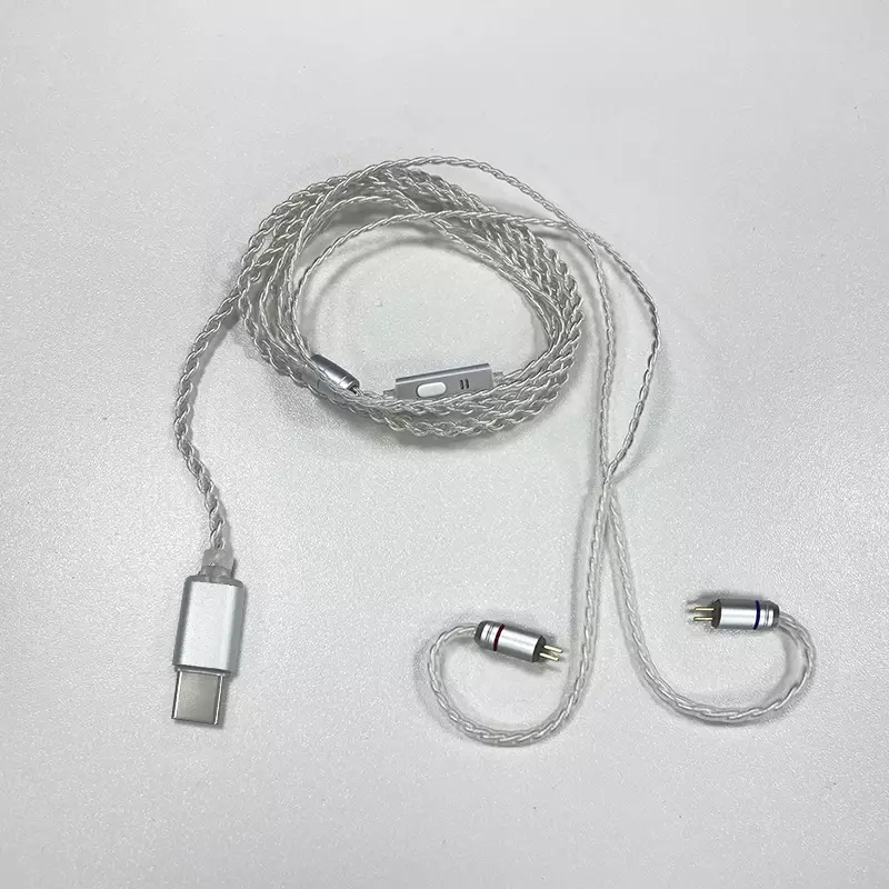 Cable de actualización de auriculares Chapado en plata, enchufe tipo C, Cable de 4 núcleos, 2 pines, compatible con Control de llamadas, Cable de 47 pulgadas