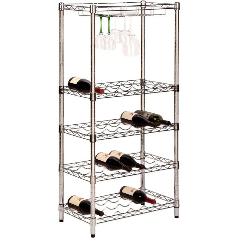 SHF-03617 4-poziomowy stojak na butelki wina z drutu stalowego, chrom 800 funtów