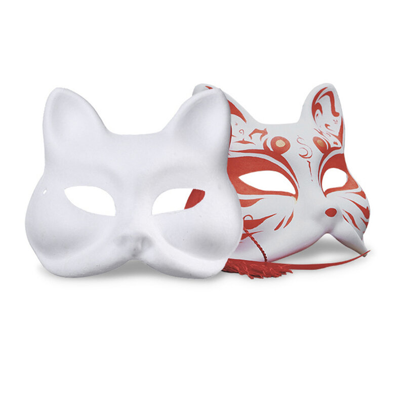 10 шт. DIY картина Косплей DIY Неокрашенные Маски белая Венецианская краска кошка белая бумажная маска для лица красная бумага