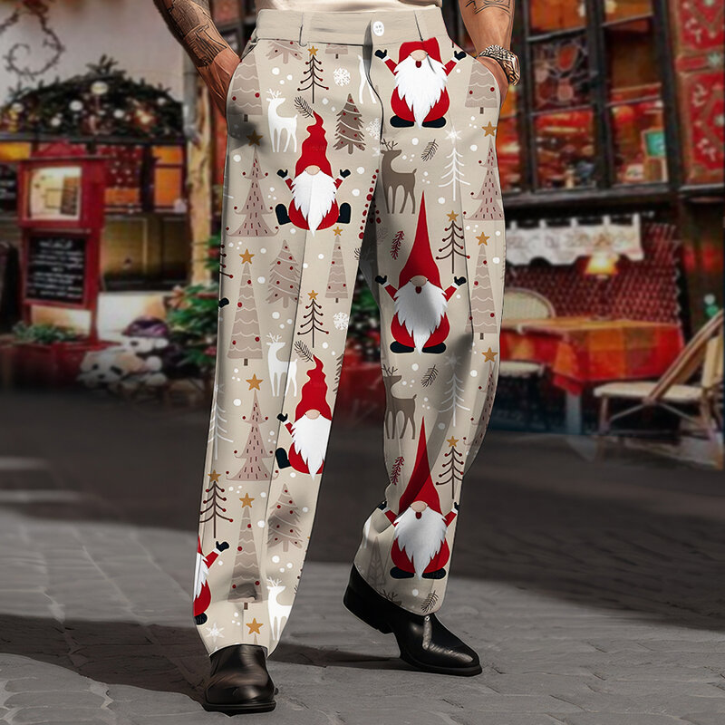 Рождественские мужские новые трендовые красивые универсальные повседневные брюки прямые брюки спортивные брюки Модные Костюмные брюки большого размера