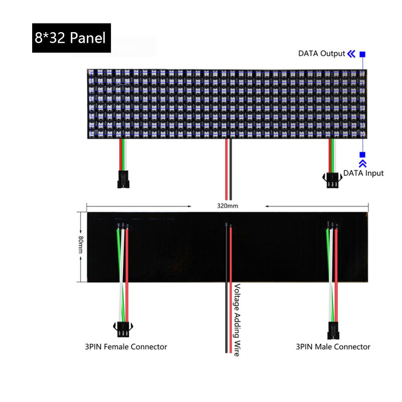 Painel LED Digital Flexível Endereçável Individualmente, WS2812B, WS2812, 8x8, 16x16, 8x32 Pixels Module, Matrix Screen, DC5V