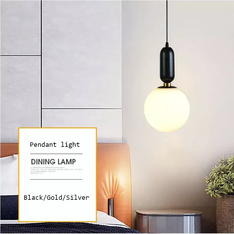 Nordic Style Glass Pendant Light, Minimalista Dining LED Chandelier, Bedroom Hall Light, Decoração para casa de luxo, Luminárias