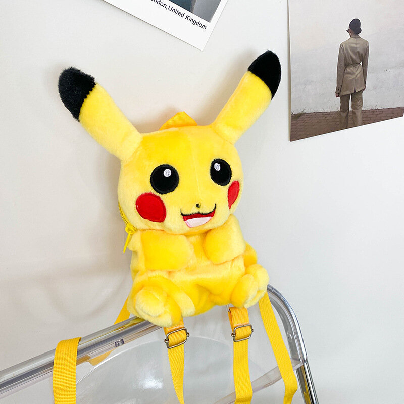 28cm pokemon pikachu mochila anime boneca de pelúcia dos desenhos animados bolsa de ombro bolsa de moedas bonito macio pikachued saco presentes de aniversário para meninas