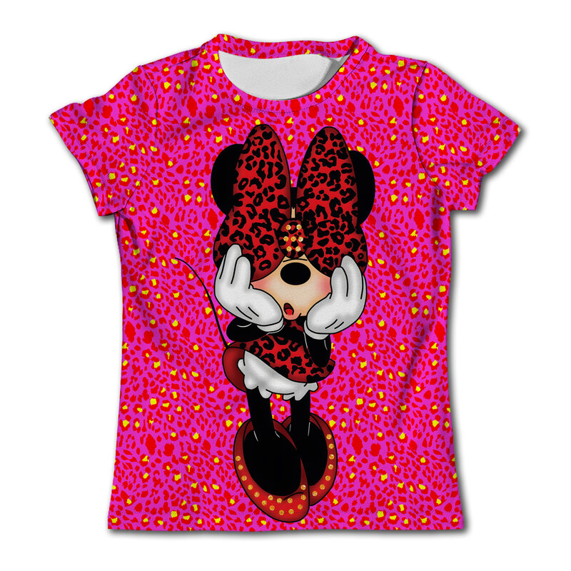 Kawaii Minnie Mouse koszulki 3-14 Ys Girls T Shirt Kids Girl Girl topy z krótkim rękawem koszulki odzież letnia koszulka