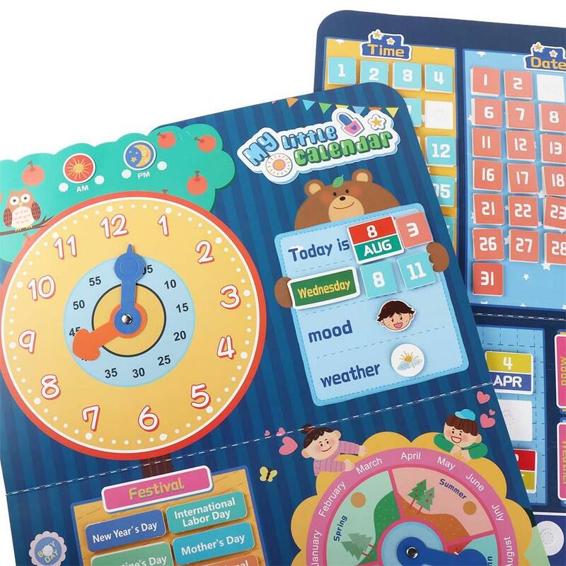 Jam liburan Minggu mainan pendidikan awal perasaan anak-anak kartu tempel kalender meja kartu kognitif kartu kesadaran anak-anak grafik dinding
