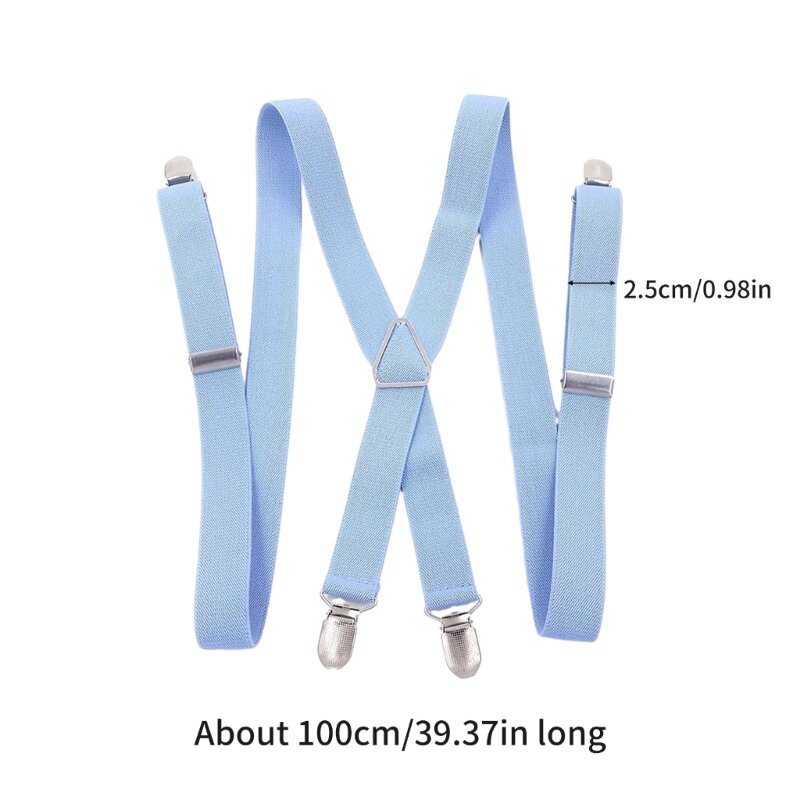 Elastische volwassen unisex jarretelriemen X-vorm elastische clip-on bretels 4 clips 449B