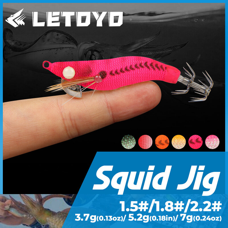 LETOYO Mini Squid Jig 1.5 #1.8 #2.2 # falso gamberetti calamari gancio luminoso Jigging esca da pesca polpo esca seppie attrezzatura da mare