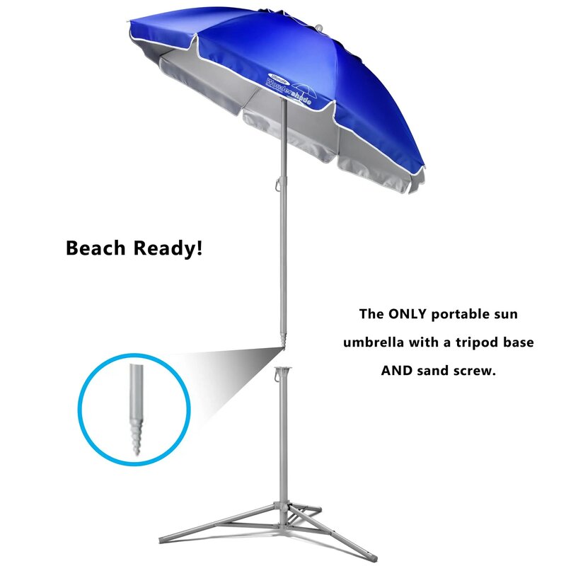 5' Sun Shade Umbrella, Portable Lightweight Adjustable Instant Sun Protection UPF 50+ - Blue