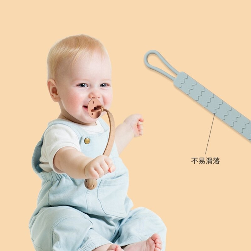 Rantai Dot Bayi Silikon Rantai Gantung Boneka Penenang Klip Anti Jatuh Pengatur Teether Mainan Tumbuh Gigi