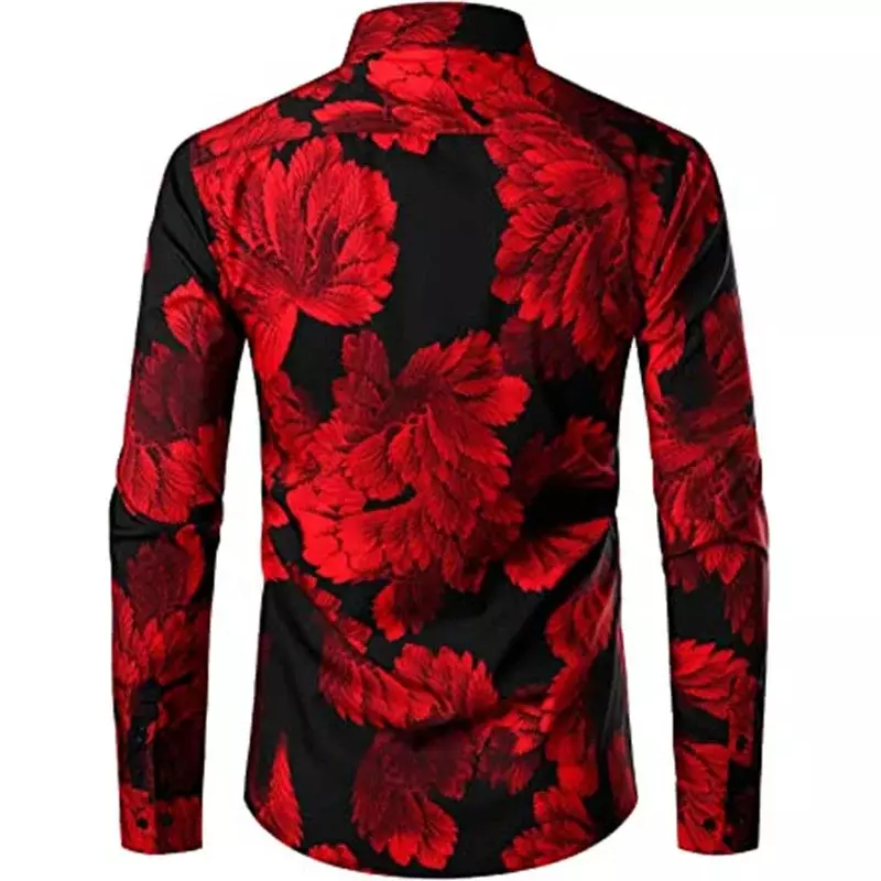 Men's Shirts Retro Casual Floral Gold HD Printing Spring Summer Lapel Long Sleeve Tops Fashion Trend 2023 Tops