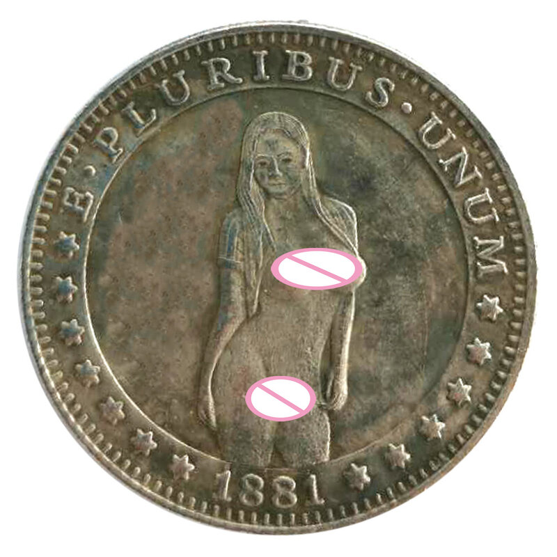 Moneda de bolsillo conmemorativa de lujo para club nocturno, monedas de arte de un dólar de EE. UU., monedas divertidas para pareja, moneda de la suerte Sexy para novia + bolsa de regalo