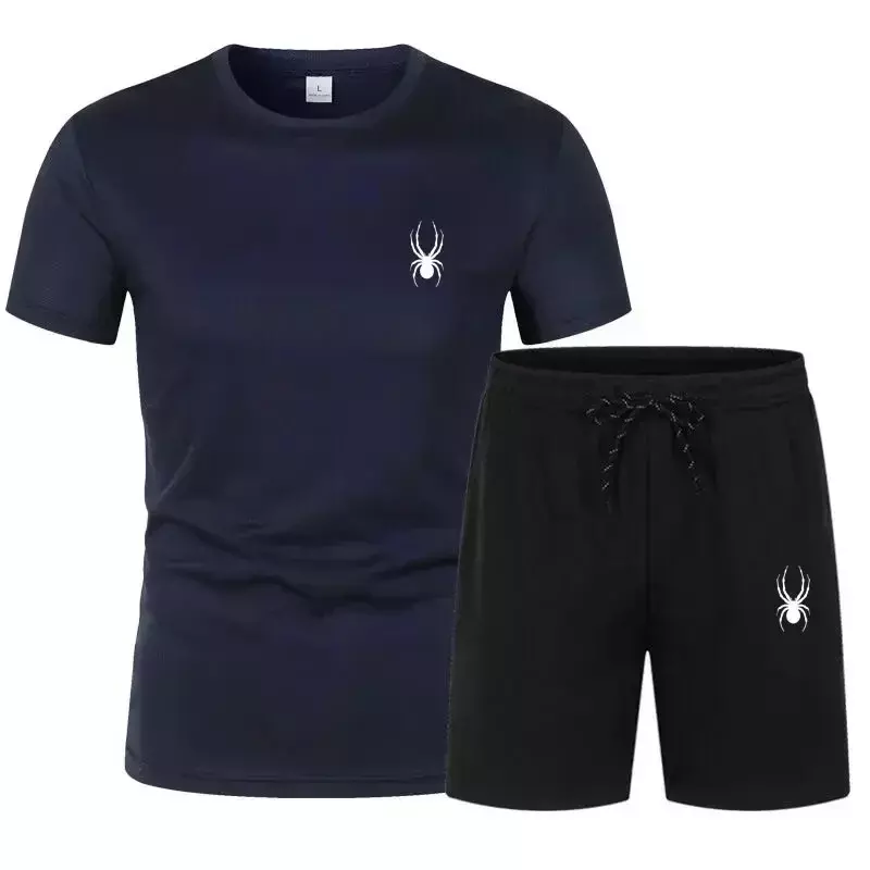 Dresy letnie sportowe męskie koszulka treningowa garnitur wygodna oddychająca siateczka zestawy do biegania dres Fitness do biegania