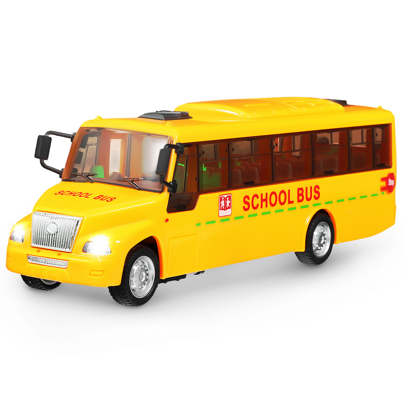Som e luz ônibus escolar modelo brinquedos para crianças, fundido, puxando para trás, carro, fricção alimentado simulação