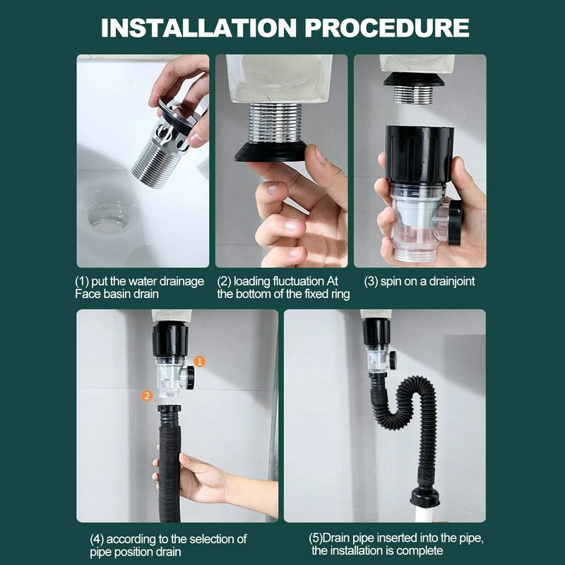 Tubo de drenaje Flexible para fregadero de cocina, colador desodorante elástico, accesorios antibloqueo para baño, 1 unidad