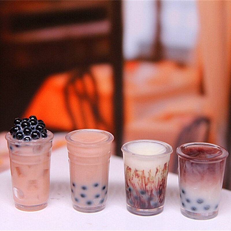 Tasse à thé au lait Miniature 1:12, 1 ensemble, tasse à boisson avec paille, décoration de maison, jouet kawaii, salle d'accessoires