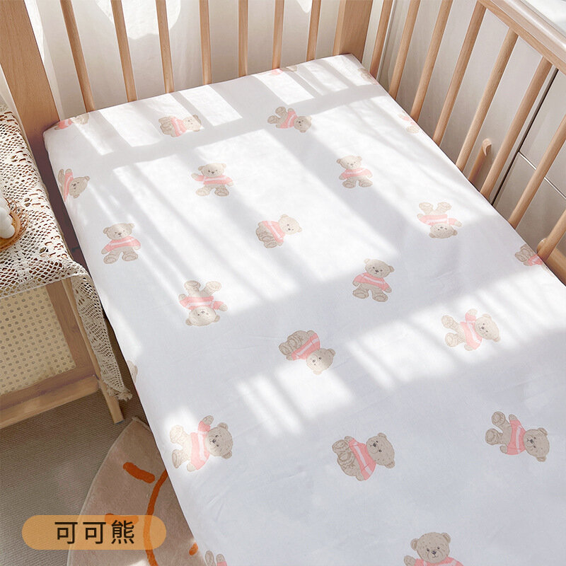 Newborn Baby Cot Fitted Sheet With Elastic Cotton Cartoon Printing Crib Bed Sheet Child Matress Cover Case Bed Protector