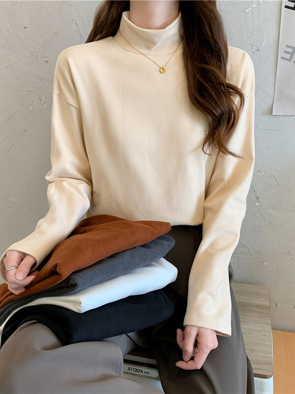 Autumn Winter Women's Turtleneck Straight Basic Pullovers 2023 Fashion Korean Warm Tops Bottoming Female Sweater Stretch Jumpers