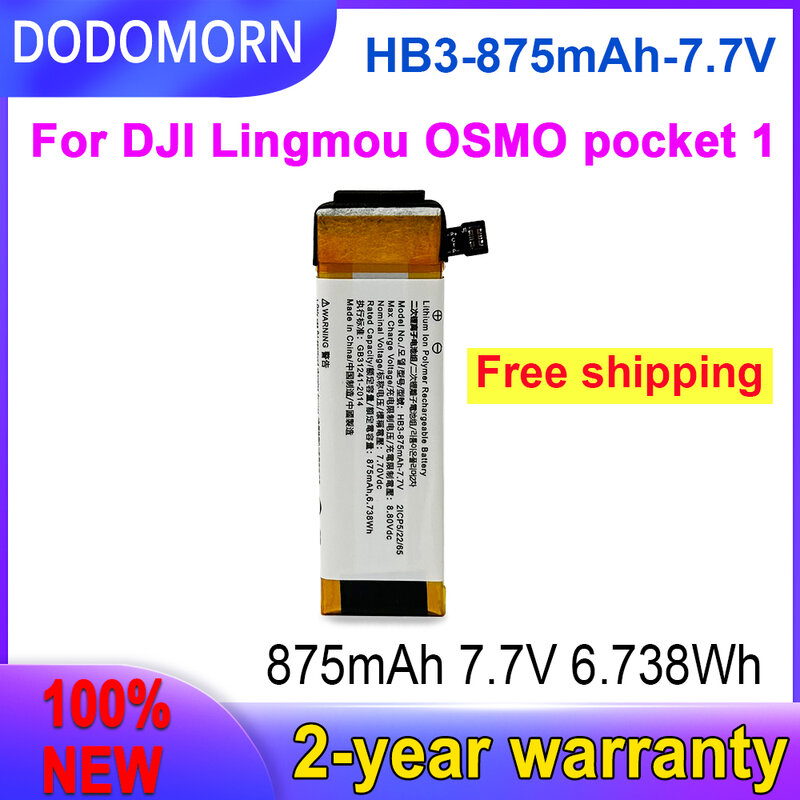 DODOMORN 100% Nouveau 875mAh HB3-875mah-7.7V Haute Qualité Batterie Pour DJI OSMO Pocket 1 POCHE 2 Série 2ICP5/22/65 Livraison Rapide